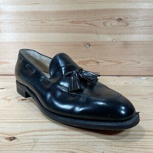 VTG Quoddy Tassel Loafer Men’s 11 D Black Leather Upper Lining Soles MADE IN USA